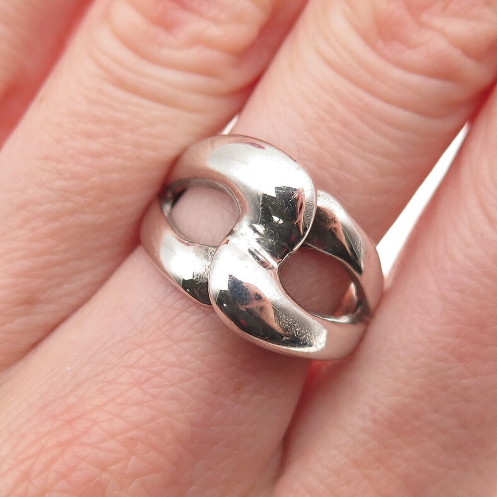 Charles Winston 925 Sterling Silver Vintage Modernist Interlocked Ring Size 8